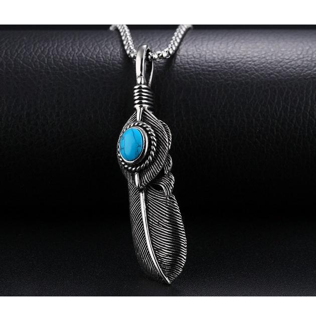ネックレス メンズ イーグルフェザー ターコイズ 鷹 ゴローズ 羽毛