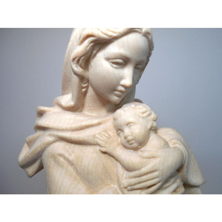 創業100年《レーピ》木彫り 聖母マリア像 30cm「ルネサンス」聖母子像