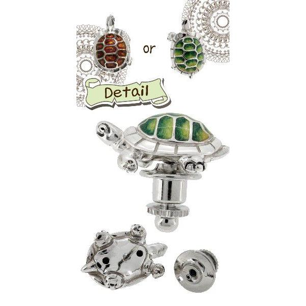 ピンブローチ 亀 カメ 小さな陸ガメ 爬虫類 シルバー925 メンズ