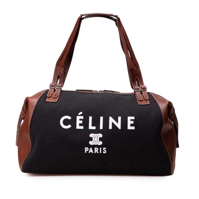 CELINE（セリーヌ） ロゴ トートバッグ ブラック ブラウン キャンバス