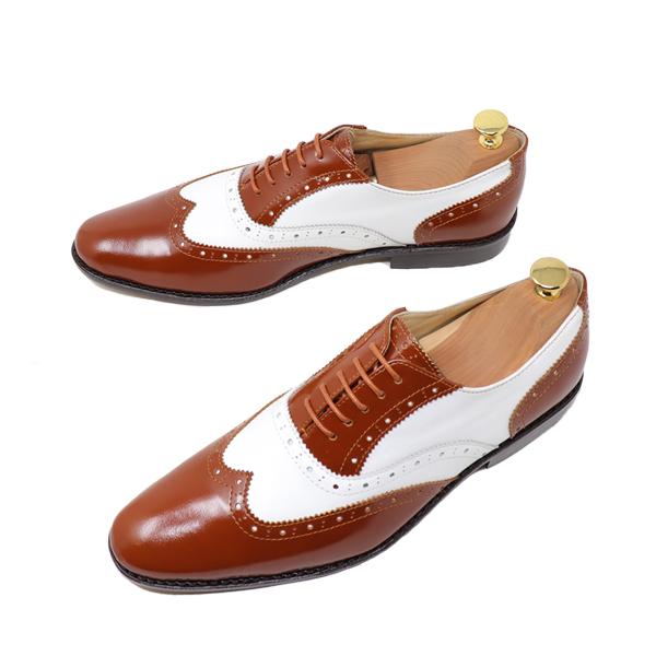 GLENFORD 本革 マッケイ製法 ウィングチップ バイカラー ブラウン