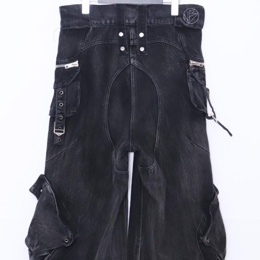 NO/FAITH STUDIOS フレアカーゴデニムパンツ Sサイズ ブラック 0053894