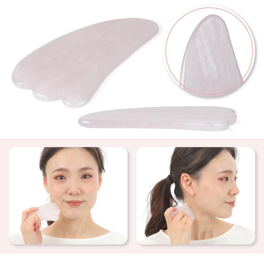 かっさプレート ローズクォーツ 羽型 カッサ 板 フェイシャル プレート