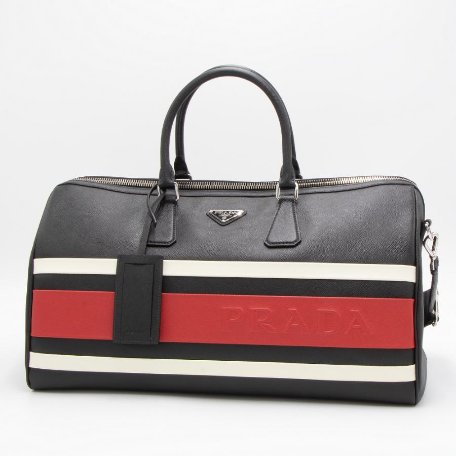 PRADA（プラダ） ボストンバッグ ブラック/ホワイト 2VC372 2FKG F02VK