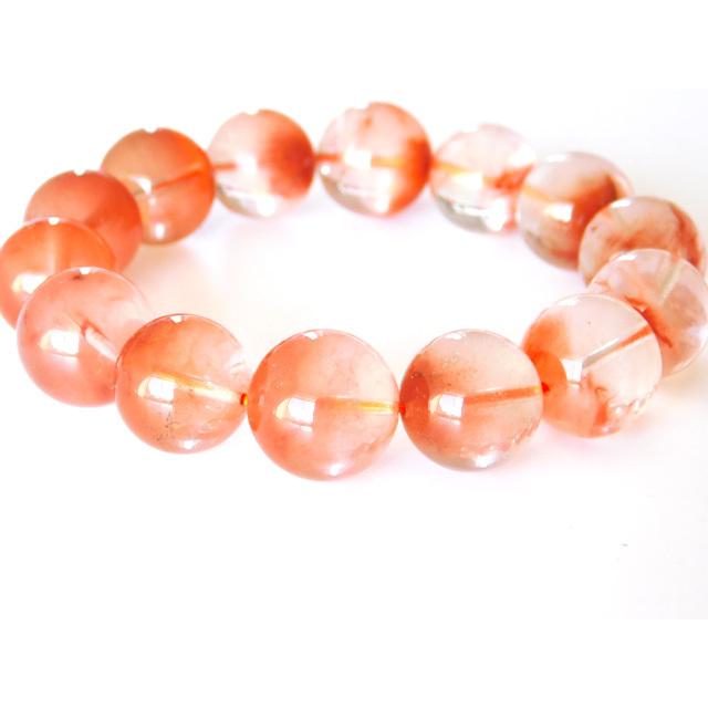 ファントムクォーツ オレンジ ブレスレット 16mm 天然石 幻影水晶 山入