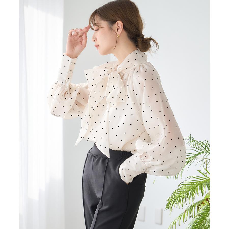 ボウタイ シアーブラウス ボウタイブラウス 長袖 オケージョンブラウス