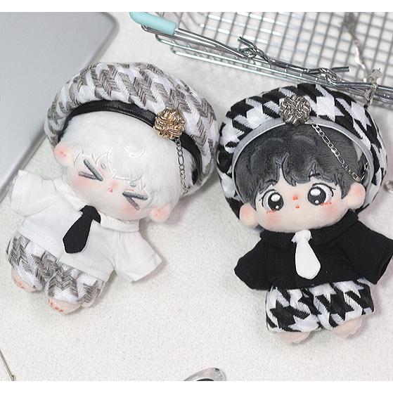 ぬい服 10cm 15cm 千鳥格子 ベレー帽 ぬいぐるみ服 推し活 着ぐるみ