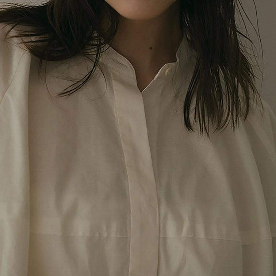 ETRE TOKYO（エトレトウキョウ） カーブスリーブバンドカラーシャツ