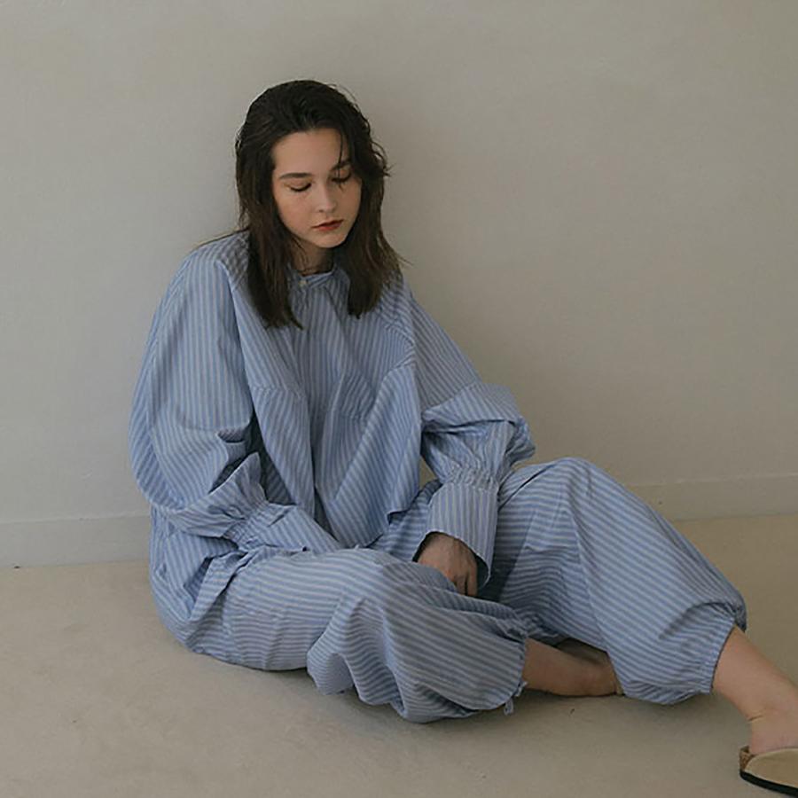 ETRE TOKYO（エトレトウキョウ） カーブスリーブバンドカラーシャツ