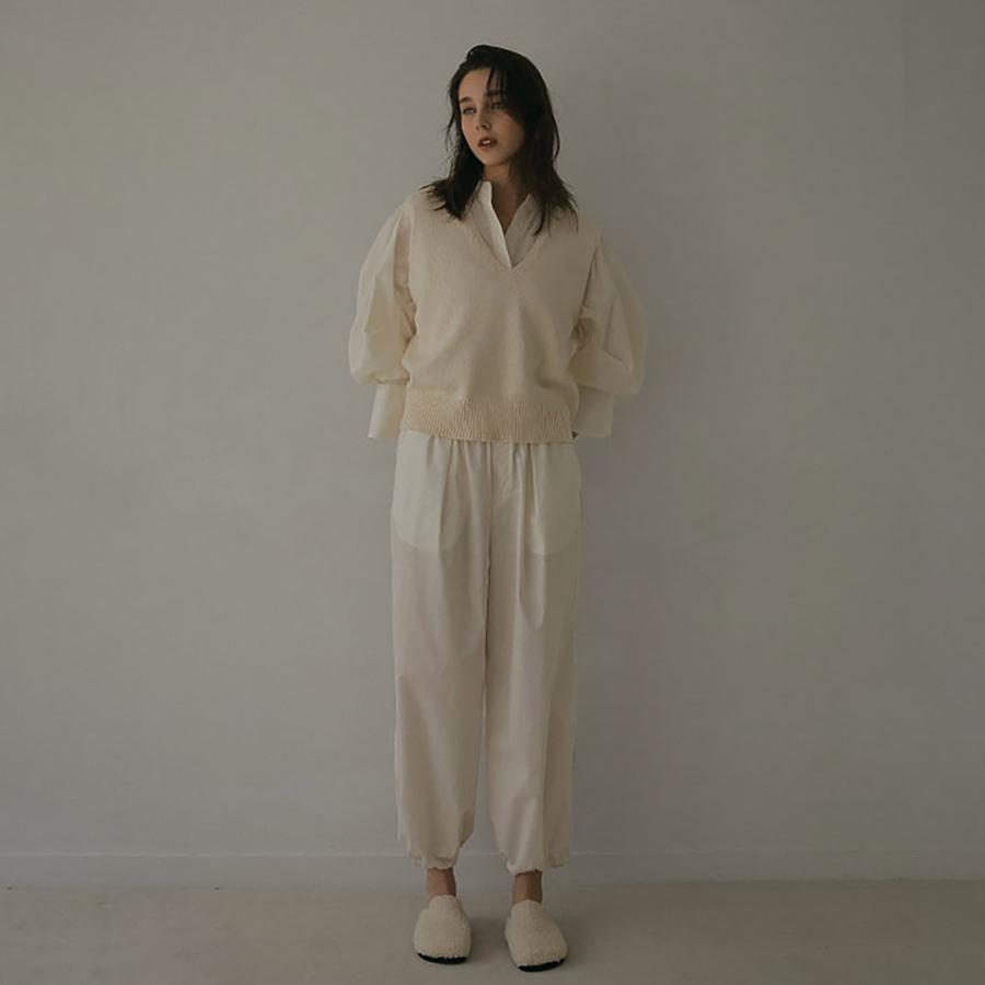 ETRE TOKYO（エトレトウキョウ） カーブスリーブバンドカラーシャツ