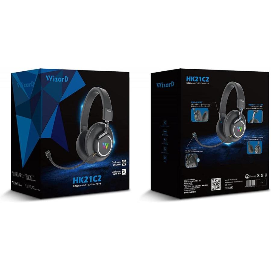 WizarD 低遅延 Bluetooth5.1 ゲーミング ヘッドセッド マイク着脱可能