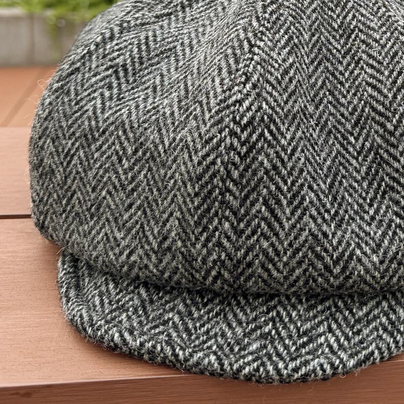 ウールキャスケット ニュースボーイキャップ ヘリンボーン 厚手 軽量 8