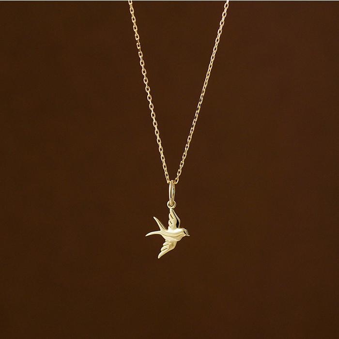 k18 ゴールド ネックレス ペンダントトップ ツバメチャーム つばめ 鳥