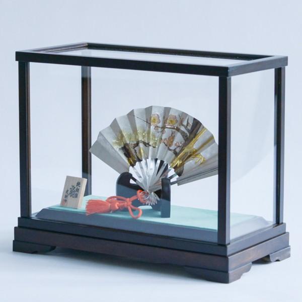 銀製 扇子 松竹梅 F 5.0号・33g ガラスケース付き ( 光則（銀工芸