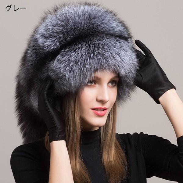 帽子 フォックスファー レディース 毛皮帽子 タッセル リアルファー