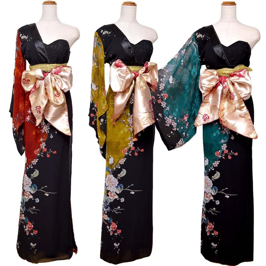 花魁 コスプレ ロング 仮装 和服 着物 ドレス 衣装 ワンショルダー