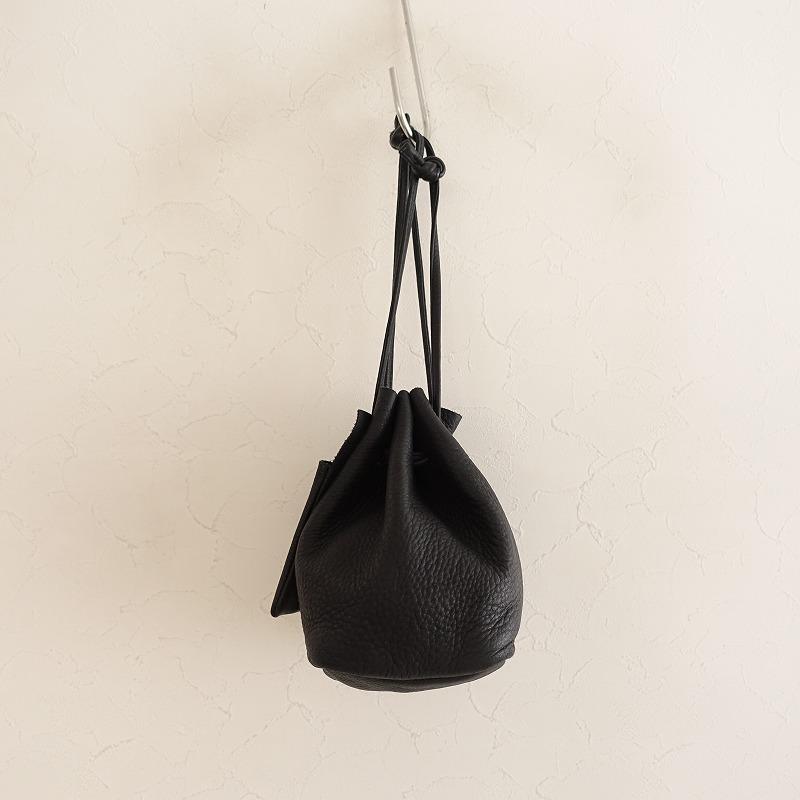 マイシンクス MYTHINKS *巾着バッグ*レザーブラック手提げかばん(ba11