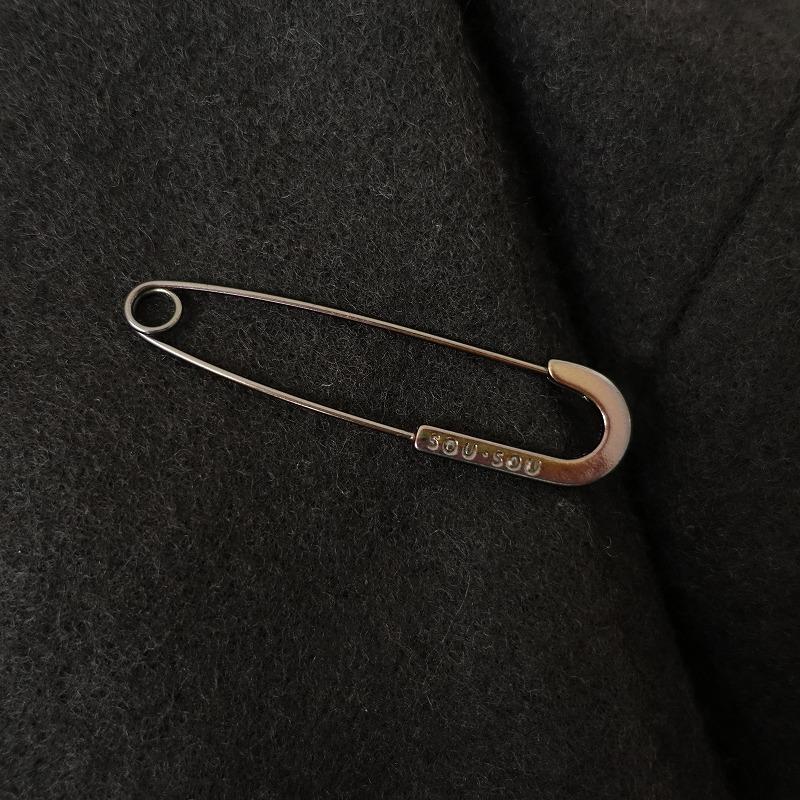 ソウソウ SOU *御御衣 長丈 袷 羽織コート*Sウール毛ブラック黒ピン