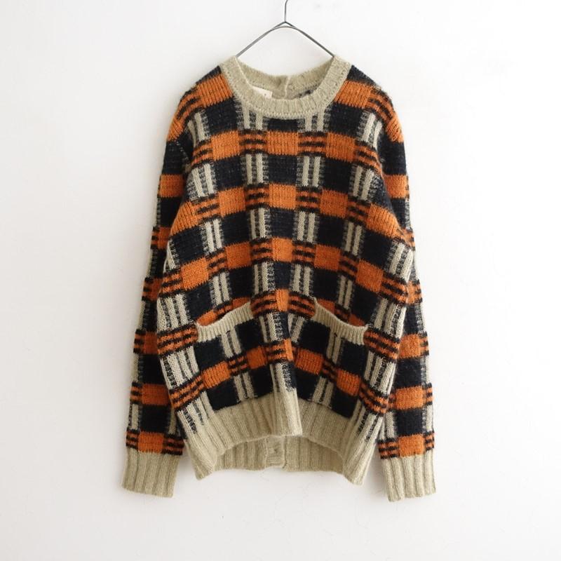 美品】マルニ MARNI *W Checkered Button Down Sweater モヘヤ混