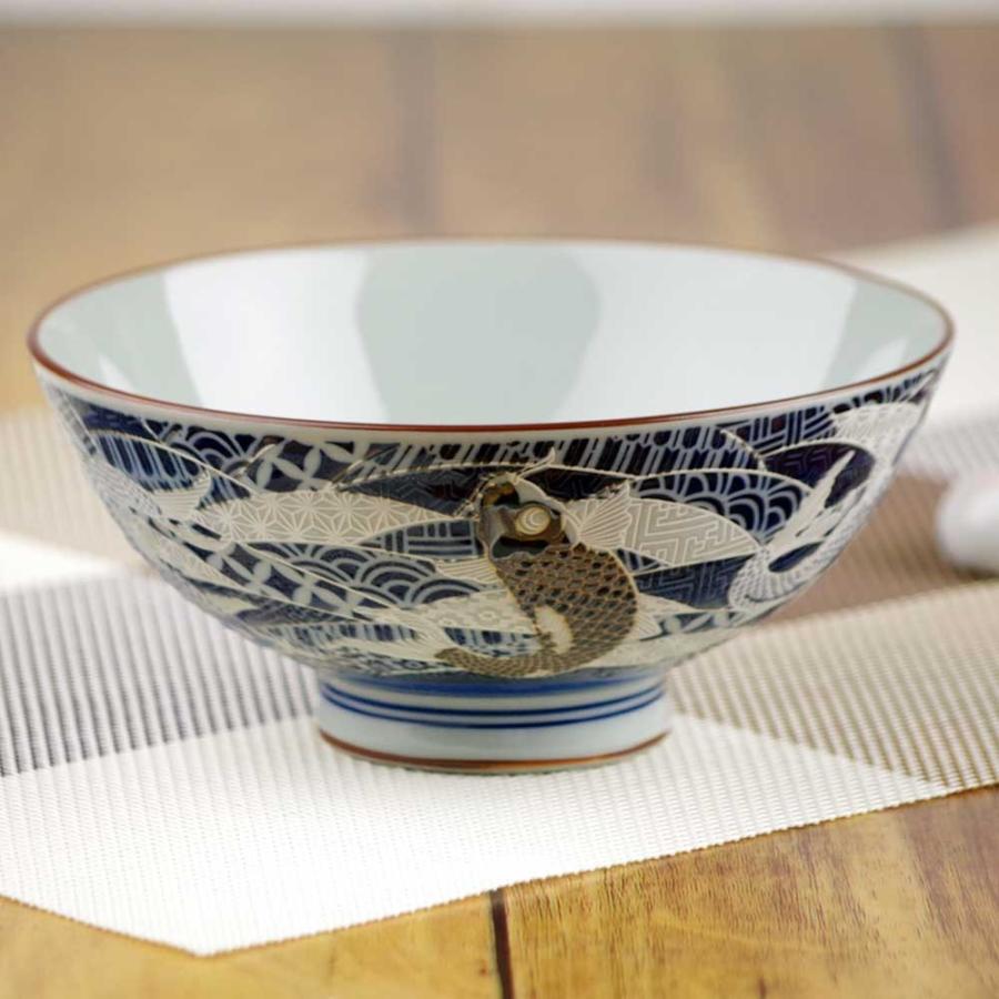 茶碗 飯碗/ 撥水 昇り鯉 毛料 /滝登り 出世 縁起 純和風 : 美濃のちゃ