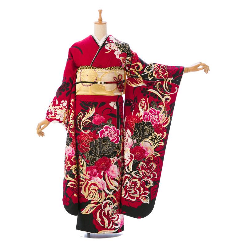 2〜12月】正絹振袖|着物レンタル|160〜172cm|振袖フルセット(赤系