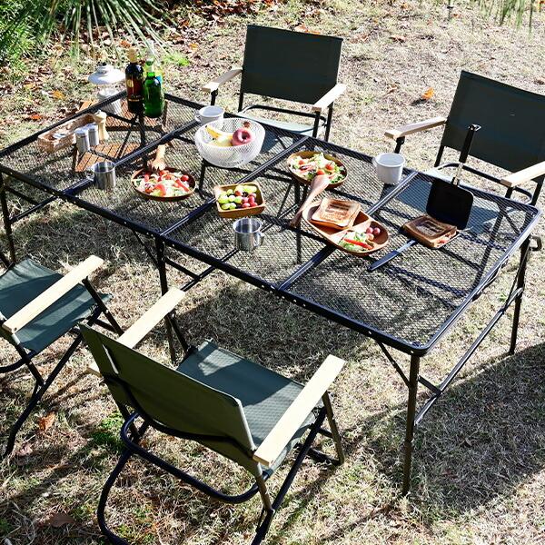山善（YAMAZEN） アウトドアテーブル キャンプ テーブル 大型 180×80