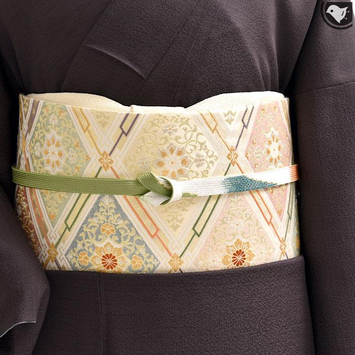 袋帯 河村織物 国産 手織り 綾錦唐華文 特撰 ベージュ : 帯専門店おび