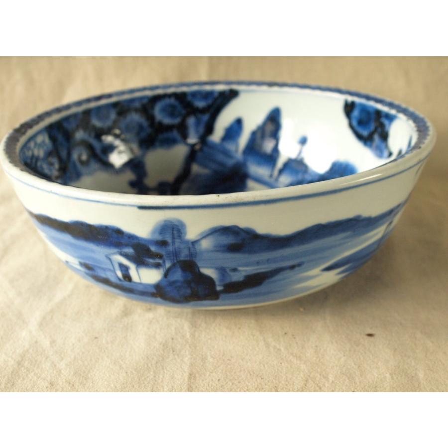 江戸時代 無傷 極上 鳳凰山水文染付古伊万里大鉢28cm 献上手古伊万里深