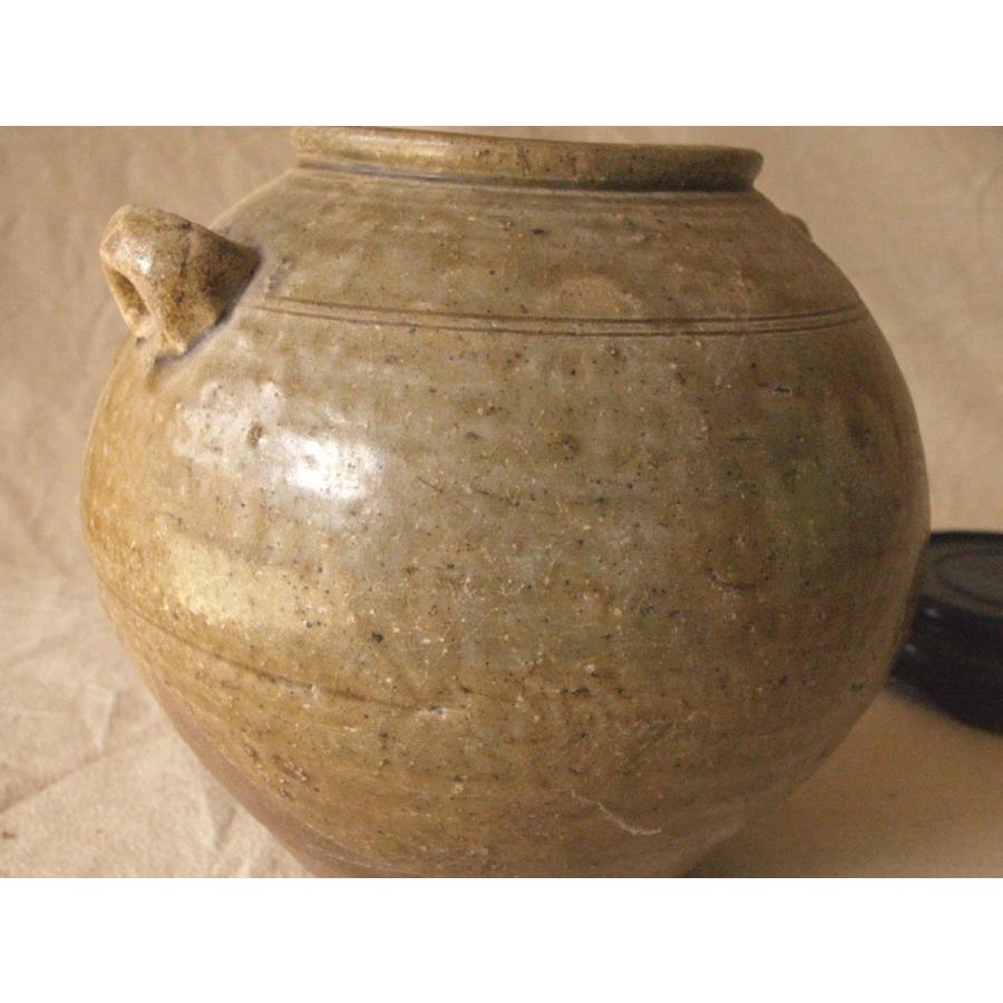 貴重 古越磁 晋代越州窯青磁二耳壺16.5cm 罐 中国古美術 古玩 骨董