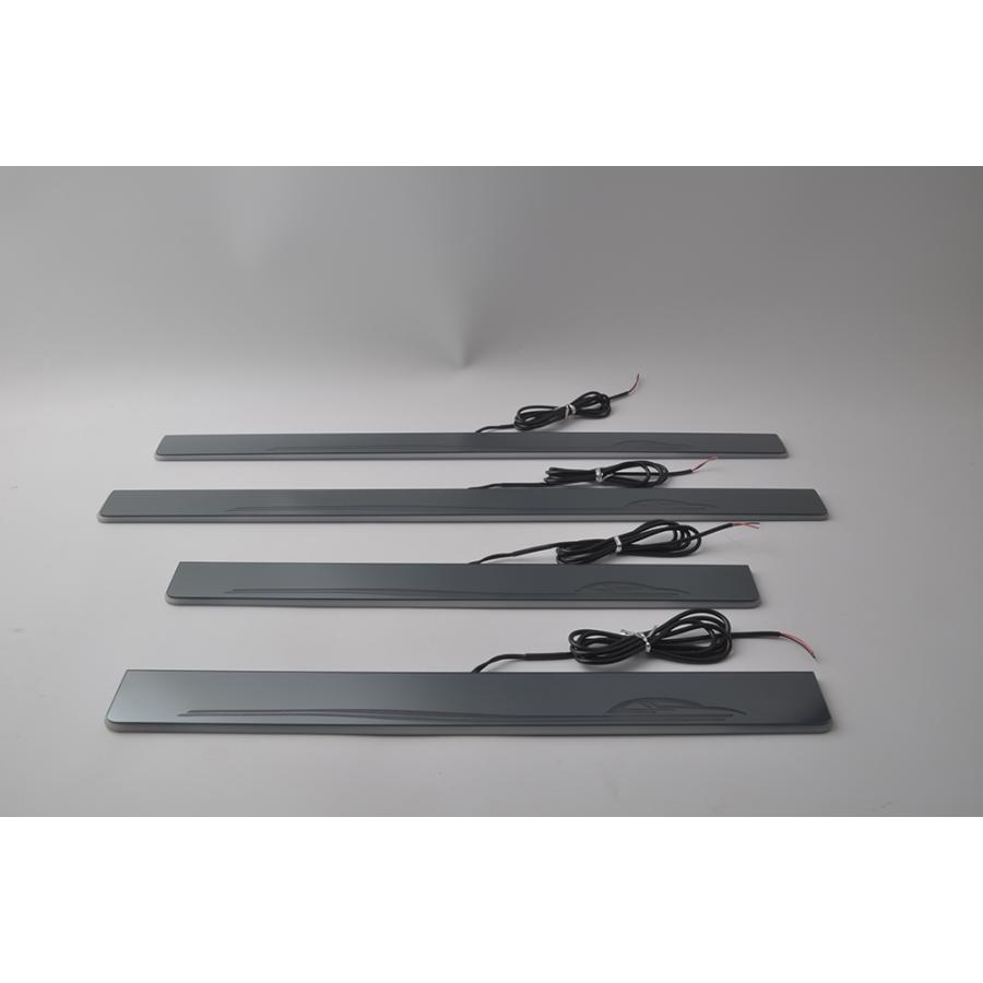 クラウン LED スカッフプレート 青 ブルー点灯 4枚 流れる 210 200 180