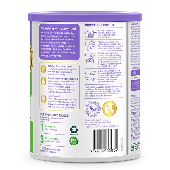 Bubs（バブズ）オーガニック Organic 粉ミルク ステップ2（6〜12カ月