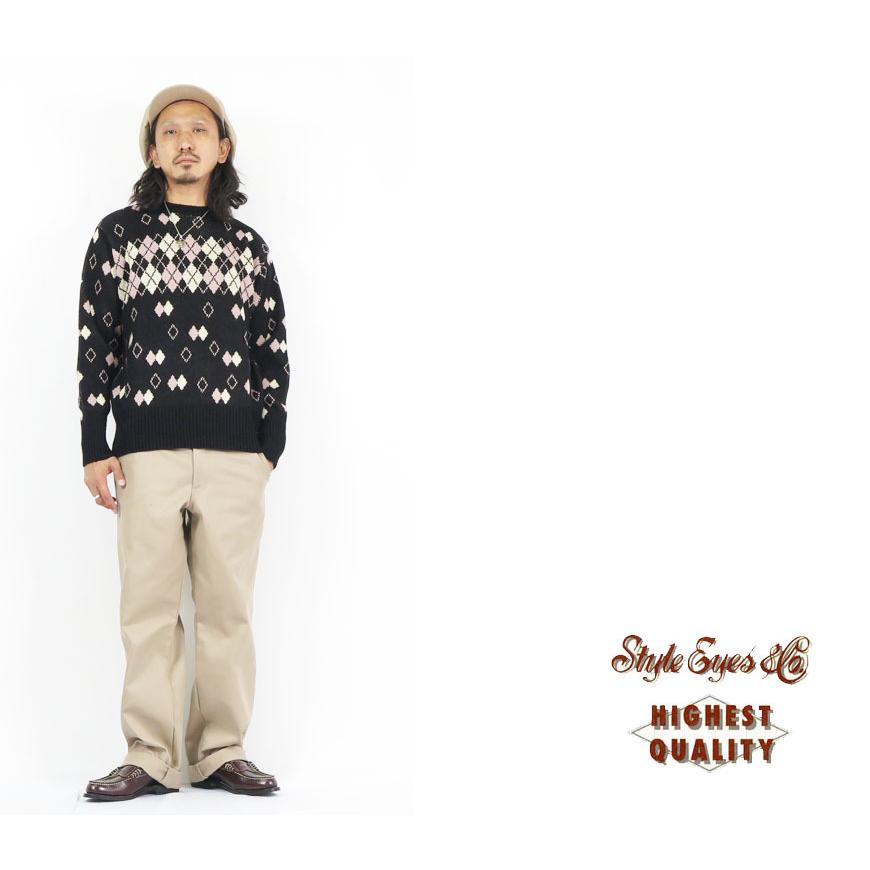 Style Eyes スタイルアイズ クルーネック アーガイル柄 ニット