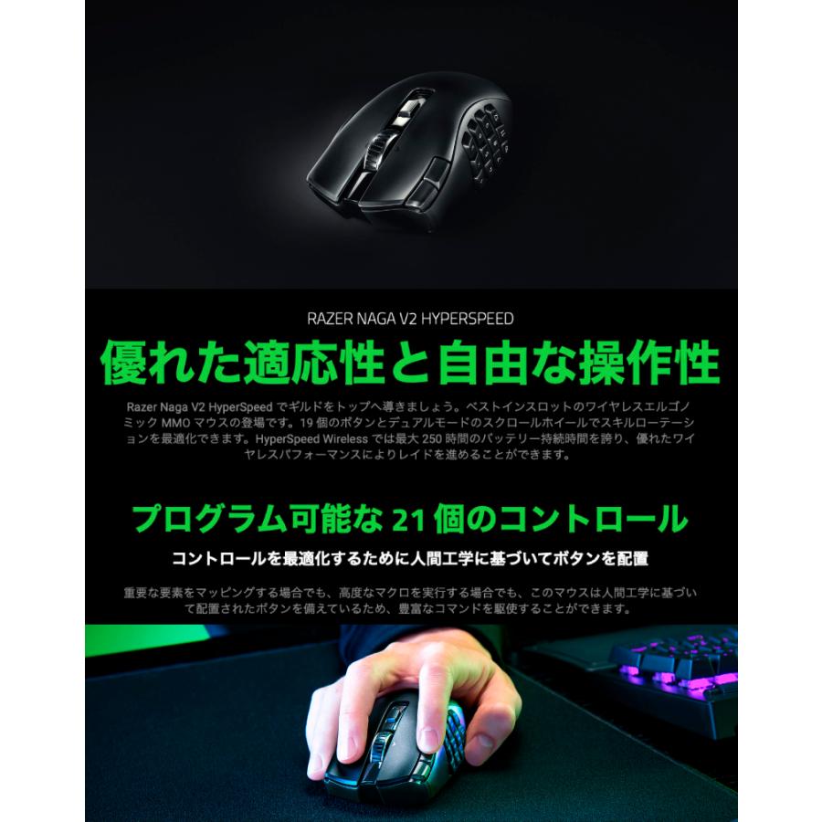 NAGA Razer レーザー Naga V2 HyperSpeed 21ボタン 2.4GHz / Bluetooth