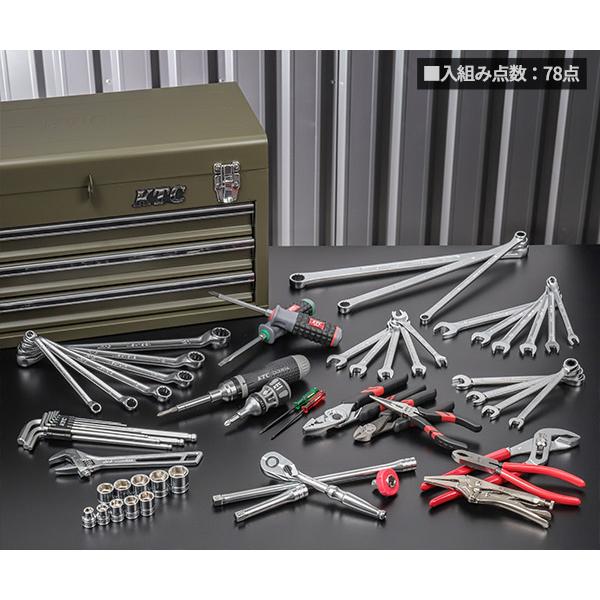 KTC KTC SK37820XODEM 9.5sq. 78点工具セット オリーブドラブ