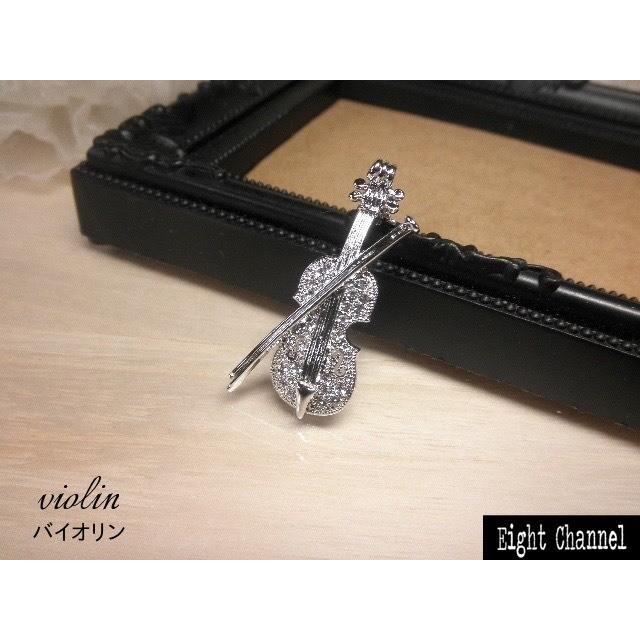 ブローチ 楽器 ピアノ バイオリン チェロ ハープ シルバー