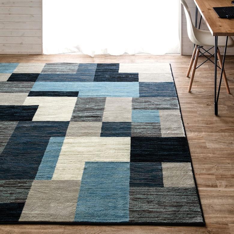 ELEMENTS ラグ ラグマット 約200×250cm モザイク柄 パッチワーク柄