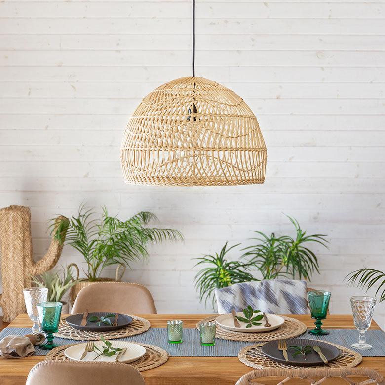 ELEMENTS ペンダントライト ランプシェード ラタン 籐 1灯 口金26 60W