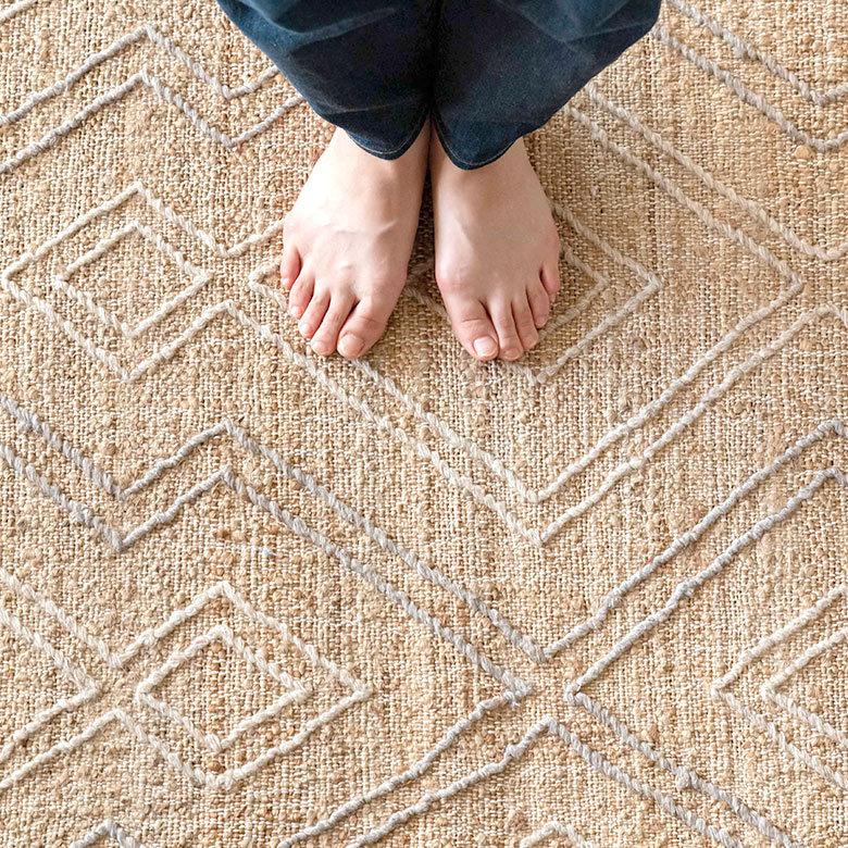 ELEMENTS ラグ ラグマット 約 133×190 cm 長方形 ジュート 麻 ウール