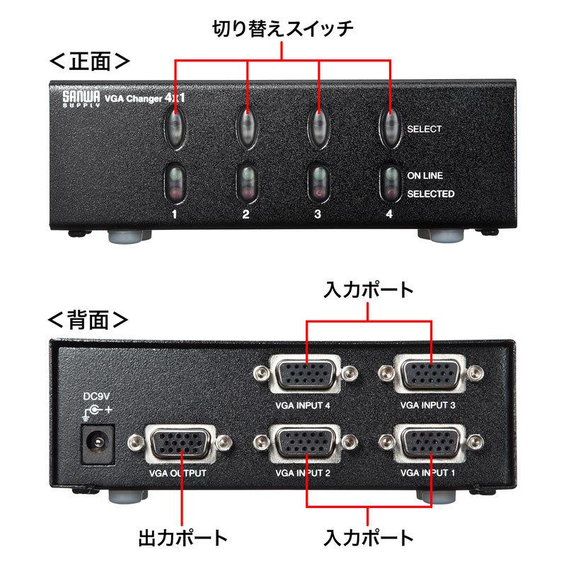 SANWA SUPPLY（サンワサプライ） ディスプレイ切替器 4台 VGA パソコン