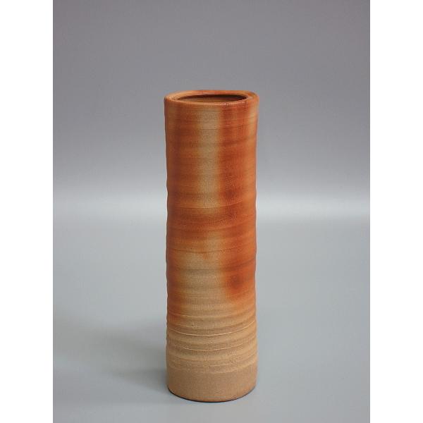 備前焼 火襷筒花入 桃山窯 木村桃蹊堂造 共箱 : 茶道具商 越中屋