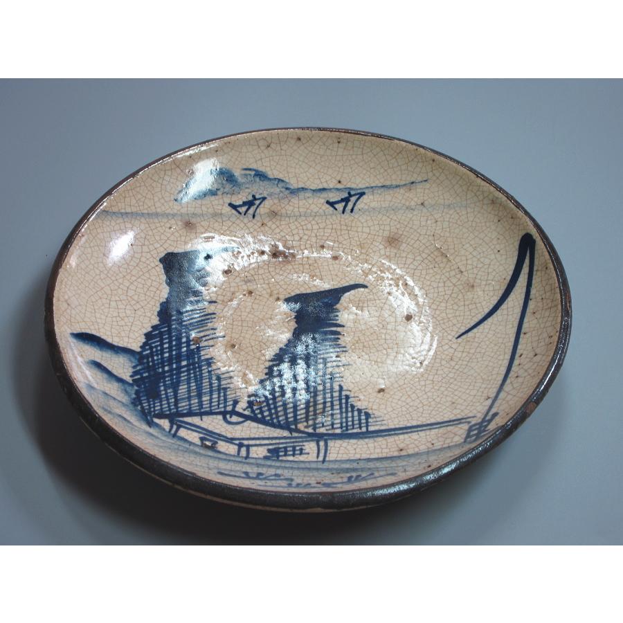 瀬戸染付 絵瀬戸干網図平鉢 江戸時代後期／19世紀 : 茶道具商 越中屋