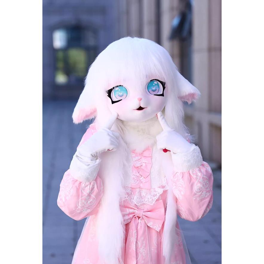 マスク 美少女マスク 着ぐるみ 着ぐるみヘッド 猫 大垂れ耳 ライト