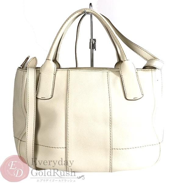 フェラガモ FERRAGAMO ガンチーニ 2WAY ハンドバッグ レザー ホワイト