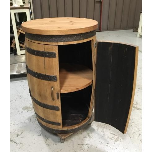 ウイスキー樽テーブル キャビネットタイプ（天板600φ）（ナチュラル