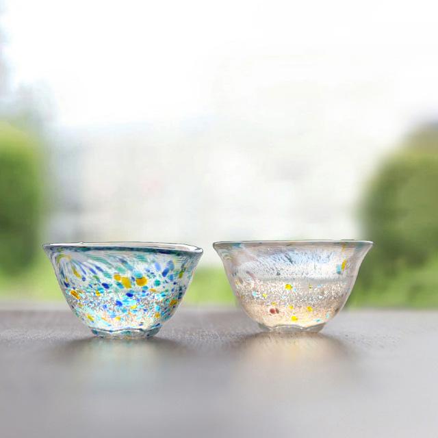 TOMICRAFT 江戸硝子 うきよ 花さかずき(盃 ガラス お猪口 おちょこ