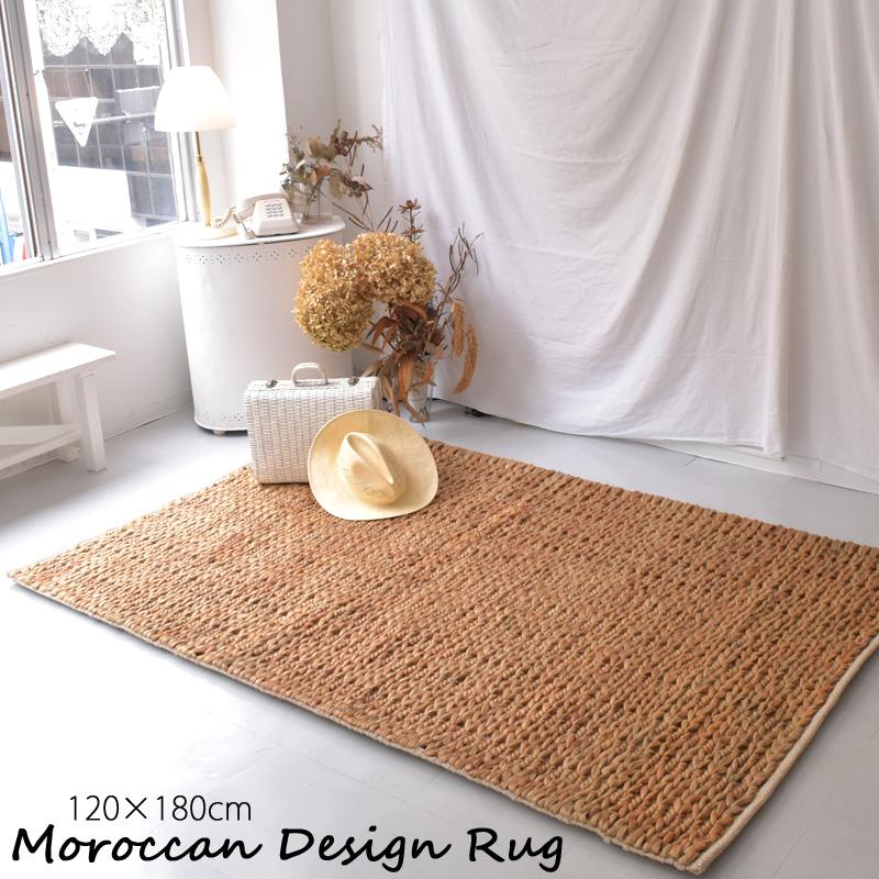 ラグ SPIROS 麻 ヘンプ 120×180cm ナチュラル 手織り ジュート