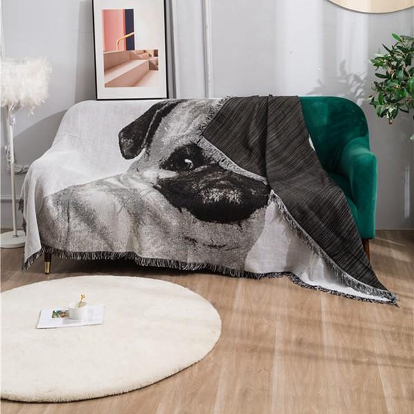 マルチカバー パグ犬の柄 かわいい ソファーカバー 綿 フルカバー 犬猫