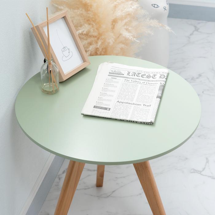 東谷 ラウンドサイドテーブル くすみカラー テーブル 机 家具 木