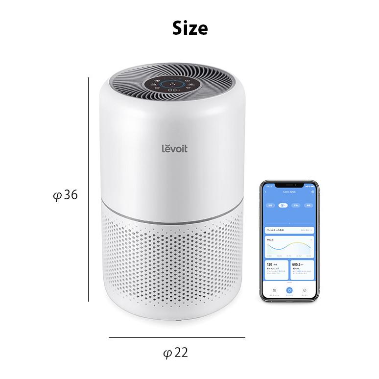 Levoit (レボイト） 小型空気清浄機 Core300s （〜20畳/花粉モード搭載