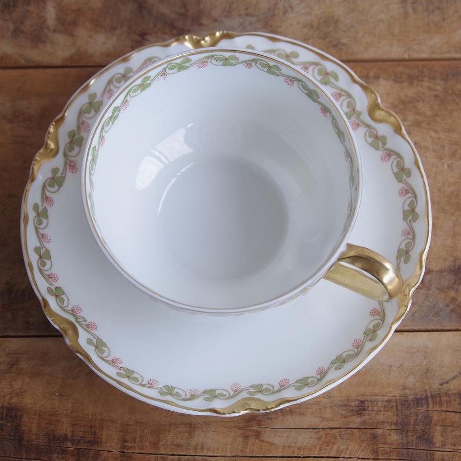 リモージュ フランス アンティーク 食器 陶器 アビランド クローバー柄